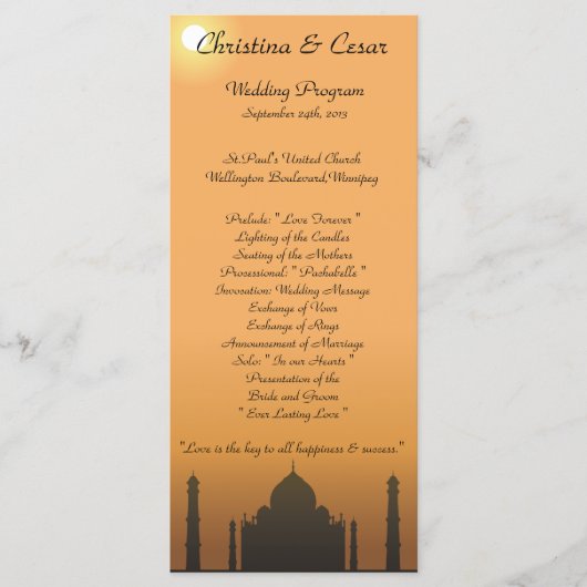 25 4x9 Trouwprogramma Taj Mahal Zonsondergang Sina Programma (Voorkant)