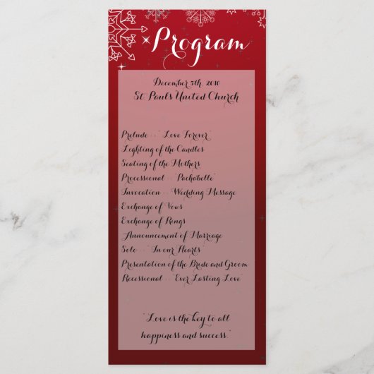 25 4x9 Trouwprogramma Winter Sneeuwvlokken Sneeuw Programma (Voorkant)