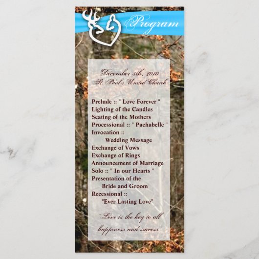 25 4x9 Wedding Program Hunting Deer Doe Buck Camo Programma (Voorkant)