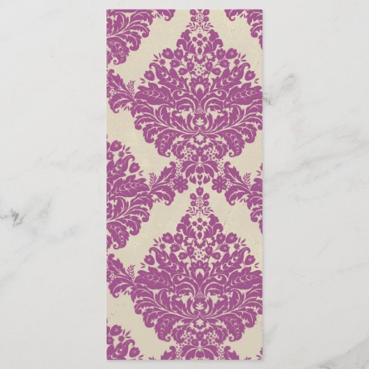 25 4x9 Wedding Program Paarse Gold Damask Lace Pri Programma (Achterkant)