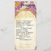 25 4x9 Wedding Program Paarse Gold Damask Lace Pri Programma (Voorkant)
