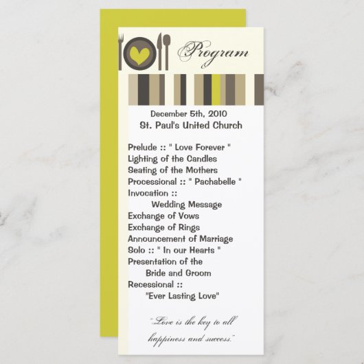 25 4x9 Wedding Program Wedding China Borden Programma (Voorkant / Achterkant)