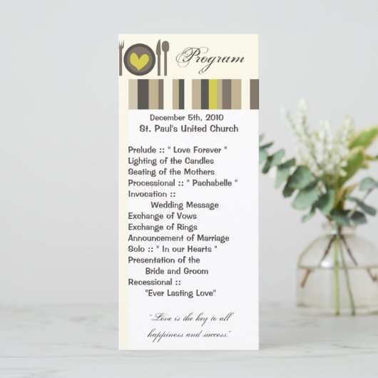 25 4x9 Wedding Program Wedding China Borden Programma (Staand voorkant)