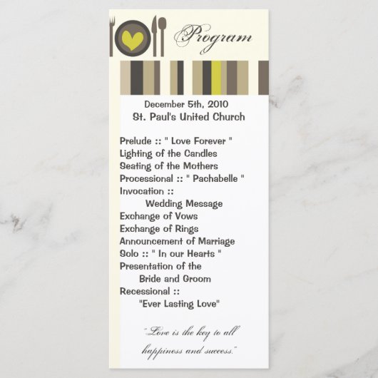 25 4x9 Wedding Program Wedding China Borden Programma (Voorkant)