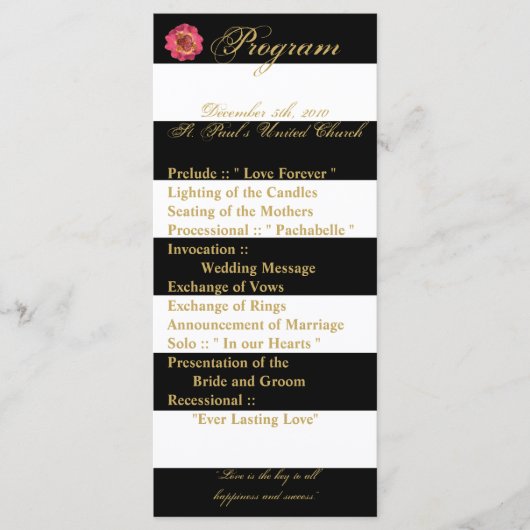 25 4x9 Wedding Programma Modern Stripe Black White (Voorkant)