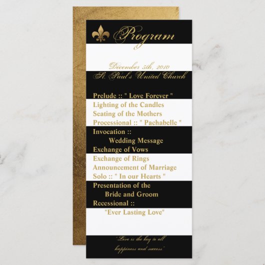 25 4x9 Wedding Programma Modern Stripe Black White (Voorkant / Achterkant)