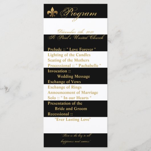 25 4x9 Wedding Programma Modern Stripe Black White (Voorkant)