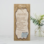 25 4x9 Wedding Programme Mason Jar Burlap Country Programma (Staand voorkant)