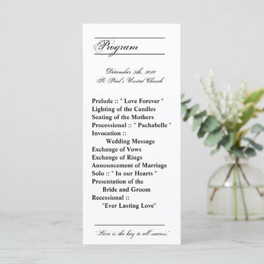 25 4x9 Wedding Programme Modern Typography Newspri Programma (Staand voorkant)