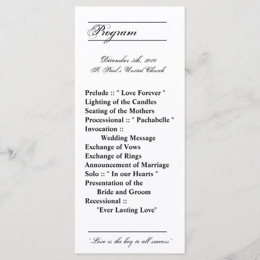 25 4x9 Wedding Programme Modern Typography Newspri Programma (Voorkant)