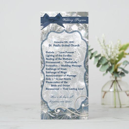 25 4x9 Wedding Programme Shattered Ice Broken Wint Programma (Staand voorkant)