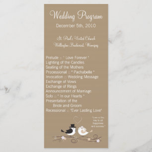 25 4x9 Wedding Programme Wedding Birds Bride Groom Programma