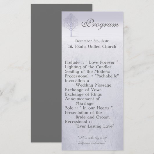 25 4x9 Wedding Programme Winter Wonderland Trees S Programma (Voorkant / Achterkant)
