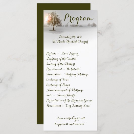 25 4x9 Wedding Programme Winter Wonderland Trees S Programma (Voorkant / Achterkant)