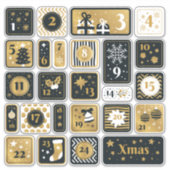 25 Adventskalender Stickers zwart goud Kerst (Voorkant)