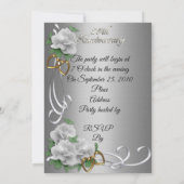 25 Anniversaire invitation élégante roses blanches (Dos)