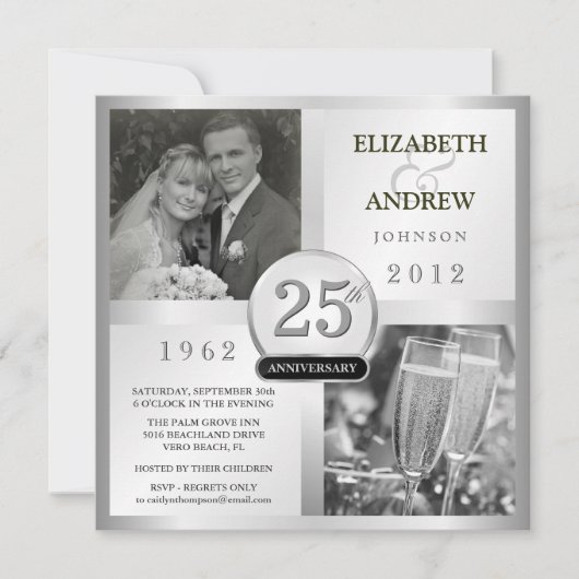 25 ans d'anniversaire de mariage - Invitations pho (Devant)