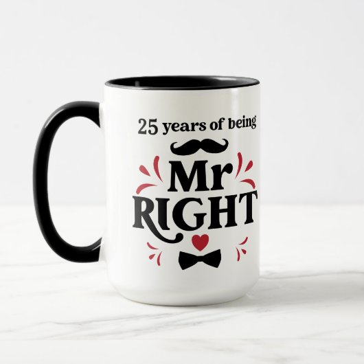 25 ans d'être M. le Mari droit Anniversaire Mug (Gauche)