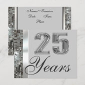 25 Ans Invitation Élégante Anniversaire de Mariage (Devant / Derrière)