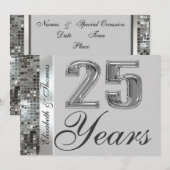 25 Ans Invitation Élégante d'Anniversaire de Maria (Devant / Derrière)