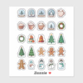 25 autocollants en vinyle découpés pour Noël (Feuille)