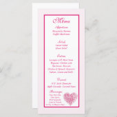 25 Balises du menu Mariage de coeur rose pâle (Devant / Derrière)