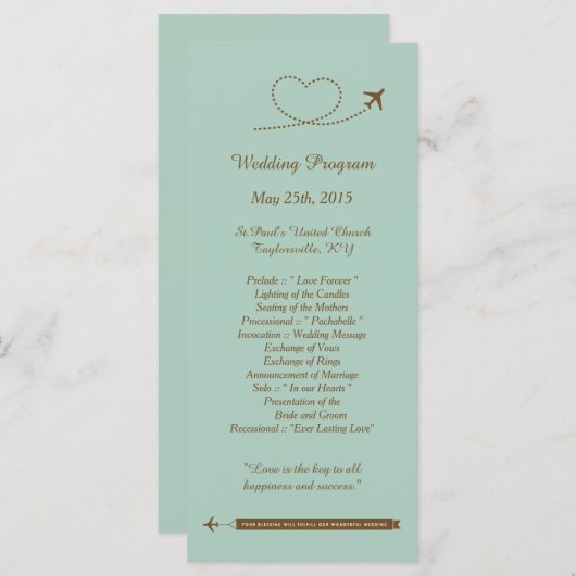 25 Blauw Vliegtuig Hart Trouwprogramma's Programma (Voorkant / Achterkant)