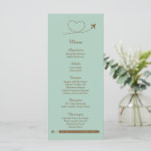 25 Blue Airplane Heart Wedding Menu Kaarten (Staand voorkant)
