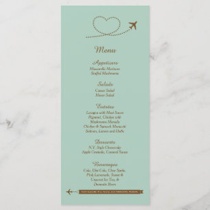 25 Blue Airplane Heart Wedding Menu-kaarten Menu