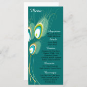 25 Blue Peacock Feather Menu Kaarten (Voorkant / Achterkant)