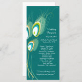 25 Blue Peacock Feather Wedding Programs Programma (Voorkant / Achterkant)