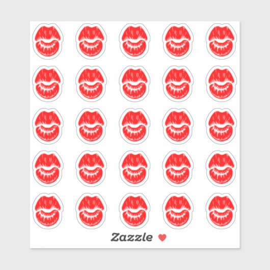 25 Bright Red Lipstick Kiss Mark Sticker (Vel)