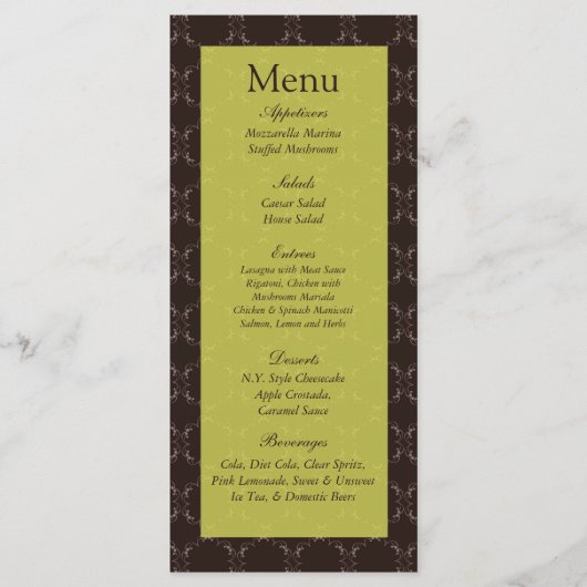 25 bruin/groen bruiloft menu (Voorkant)