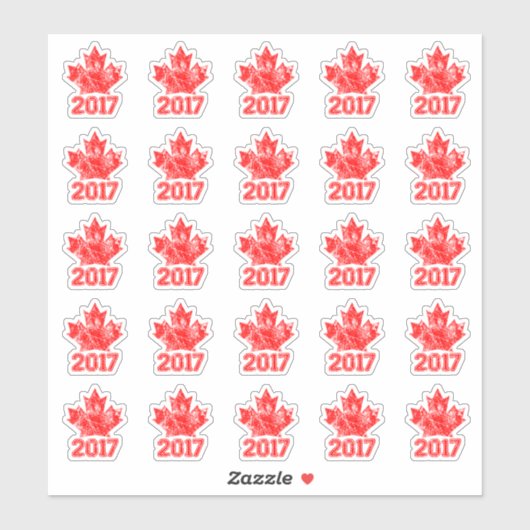 25 Canadees esdoornblad Jubileum 150 jaar Sticker (Vel)