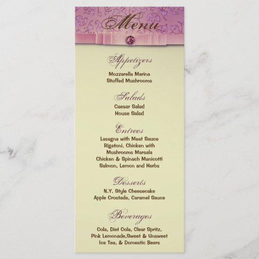 25 Cartes de menu Amethyst Bijou Embossé Papier Fl (Devant)