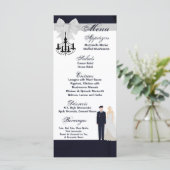 25 Cartes de menu ARMÉE Uniforme Groom Bride Robe (Debout devant)