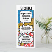 25 Cartes de menu Bande dessinée Livre Pop Art Car (Debout devant)