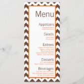 25 Cartes de menu Brown Orange Chevron Nom Focus (Devant)