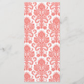 25 Cartes de menu Coral rose Damask Dentelle Impri (Dos)
