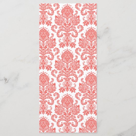 25 Cartes de menu Coral rose Damask Dentelle Impri (Dos)