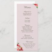 25 Cartes de menu de réception Roses roses et roug (Devant / Derrière)