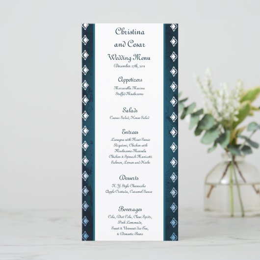 25 Cartes de menu Deep Marocain Bleu (Debout devant)