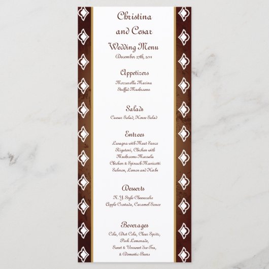 25 Cartes de menu Deep Marocain Brown (Devant)