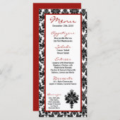 25 Cartes de menu Dentelle noire rouge Damas Impri (Devant / Derrière)