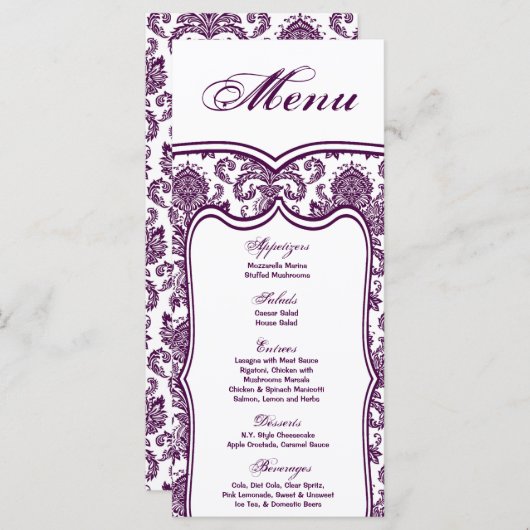 25 Cartes de menu Dentelles Damas Imprimer tissu M (Devant / Derrière)