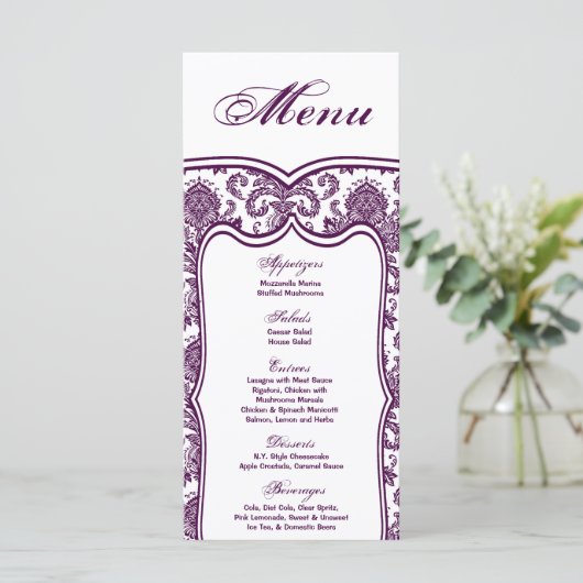 25 Cartes de menu Dentelles Damas Imprimer tissu M (Debout devant)