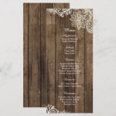25 Cartes de menu du Mariage campagnard en dentell (Devant / Derrière)