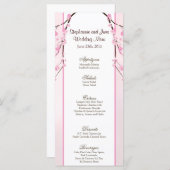 25 Cartes de menu Fleur de cerisier rose (Devant / Derrière)