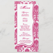 25 Cartes de menu Fusia White Damask Lace Patter d (Devant / Derrière)