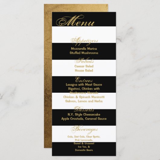 25 Cartes de menu Grille moderne Noir Blanc Contem (Devant / Derrière)